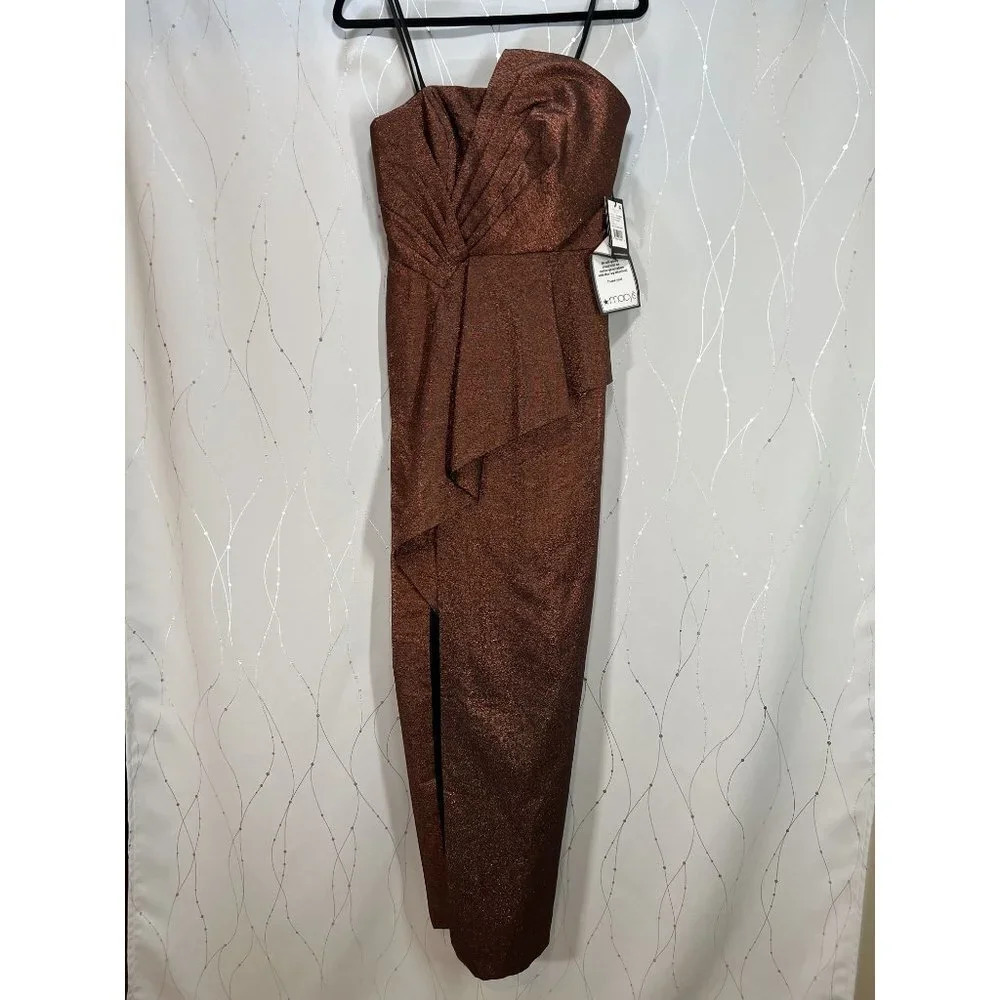 NWT Adrianna Papell Copper Shimmering Strapless Formal Gown $225 - Picture 5 of 10